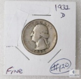 1932-D Fine Washington Quarter
