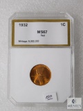 1932 MS 67 Red Lincoln Cent, Professionally Graded by PCI. (Included on Case)