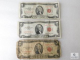 Lot of Three $2 United States Notes - Some damaged