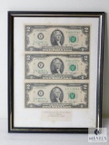 Group of Three UNC US $2 Notes - Sequential Serial Numbers