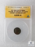 ANACS-graded AD 364-378 Roman Valens Coin - Victory Advancing Left - G4 Condition