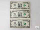 Lot of Three US $2 Small-format Notes - Crisp