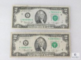 Lot of Two: Series 1976 US $2 Small-format Notes - Good Condition