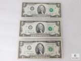 Lot of Three US $2 Small-format Notes - Neff-Simon Notes