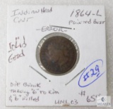 1864-L, Pointed Bust Indian Head Cent, Good