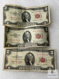 Group of Three Mixed Series $2 United States Notes - Red Seal