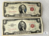 Group of Two Mixed Series $2 Small-format United States Notes - Red Seal - One is a STAR NOTE