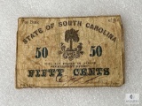 February 1863 Bank of the State of South Carolina 50-cent Note - Ink Signed