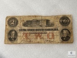 August 7, 1861 Bank of the State of South Carolina $2 Note - Ink Signed and Dated