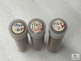 Three Full Rolls of Lincoln Cents: 1960-D, 1962 and 1962-D