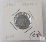 1865 Fine Three Cent Piece