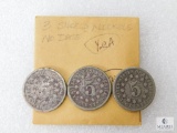 Three Shield Nickels, No Dates