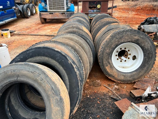 Group of Used Truck Tires and Rims - 29 Total