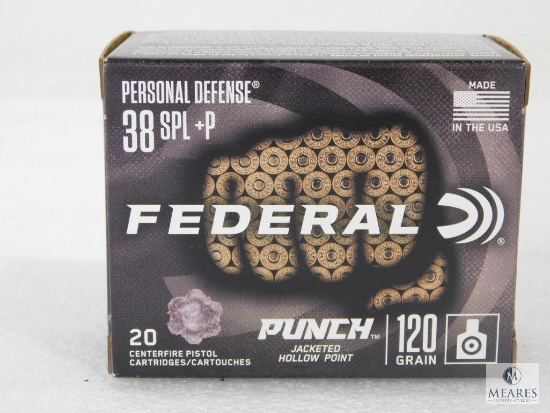 20 Rounds Federal Punch .38 Special Self Defense Ammo. 120 Grain JHP