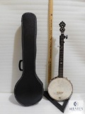 Saga SS10 5 String Open Back Banjo with Hard Case Elite Drum Head
