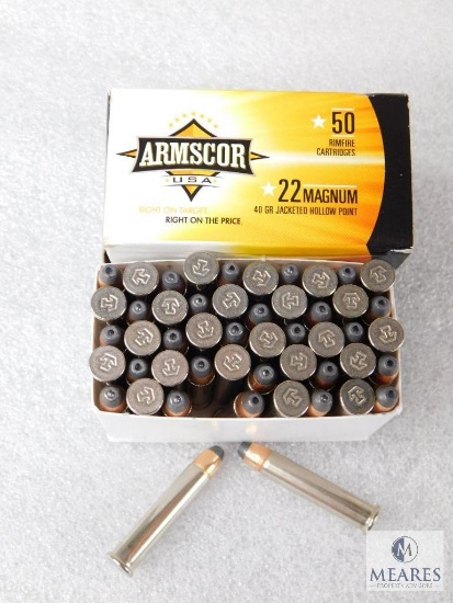 50 Rounds Armscor .22 Magnum Ammo. 40 Grain Jacketed Hollow Point