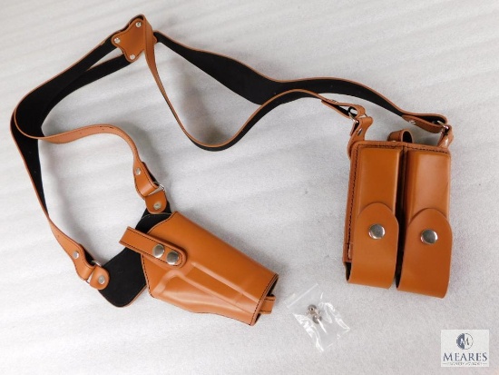New Leather Shoulder Holster With Double Mag Pouch