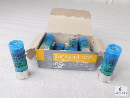 10 Rounds Noble Sport .12 Gauge Buckshot. 2 3/4" #4 1325 FPS