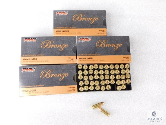 200 Rounds PMC 9mm Ammo. 124 Grain FMJ