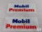 Two Vintage Glass Gas Pump Advertisement Mobil Premium