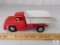 Buddy L Red Plastic Dump Truck with Tin Dump Bed