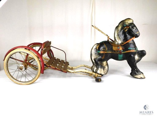 Black Mobo Horse with Cart Kids Pedal Cart