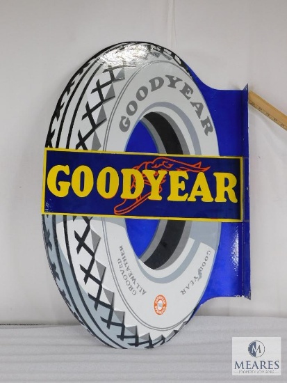 Goodyear Tire Two Sided Porcelain Flange Sign