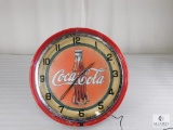 Neon Coca- Cola Clock with Red and White Neon Elements
