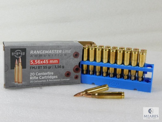 PPU Rangemaster Line 5.56x45mm 55 Gr. FMJ BT Ammo