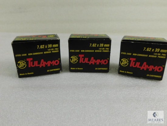 Three Boxes Tula 7.62x39 Ammo 122 Gr. FMJ