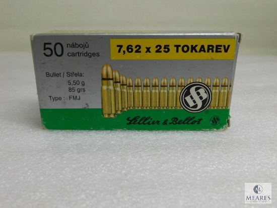 Sellier and Bellot 7.62x25 Tokarev Ammo 85 Gr. FMJ