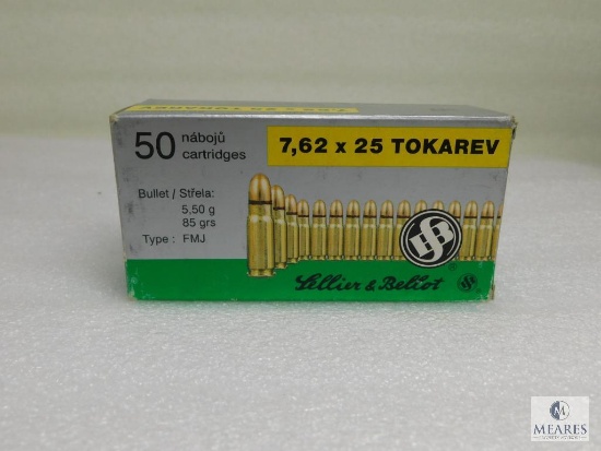 Sellier and Bellot 7.62x25 Tokarev Ammo 85 Gr. FMJ