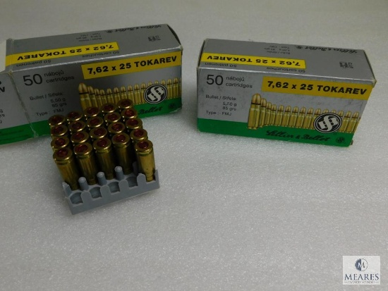 Sellier and Bellot 7.62x25 Tokarev Ammo 85 Gr. FMJ