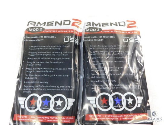 Two Amend 2 Mod 2 AR15 Style 30 Round Magazines