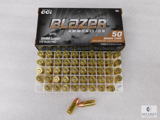 CCI Blazer 9mm 115 Grain FMJ Ammo box of 50 Rounds