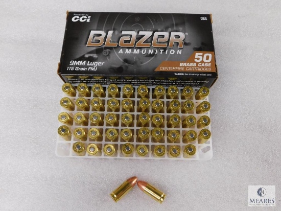 CCI Blazer 9mm 115 Grain FMJ Ammo box of 50 Rounds