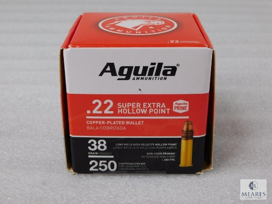 Aguila 22 Long Rifle Ammo 250 Rounds 38 Grain Copper Plated Hollow Point