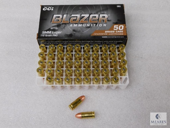 CCi Blazer 9mm Ammo 50 Rounds 115 Grain FMJ