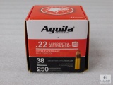 Aguila 22 Long Rifle Ammo 250 Rounds 38 Grain Copper Plated Hollow Point