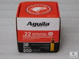 Aguila 22 Long Rifle Ammo 250 Rounds 38 Grain Copper Plated Hollow Point