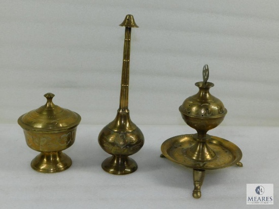 Lot of Three Decorative Brass Pieces