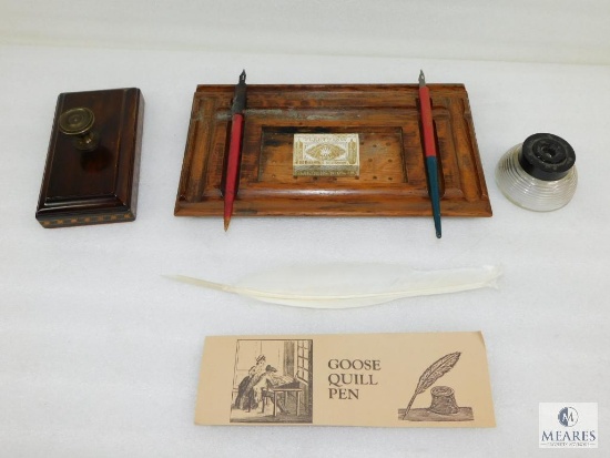 Desk Set Inkwell and Quill Pen