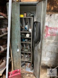 Metal Two-Door Storage Cabinet with Contents