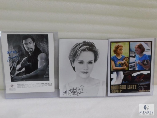 Lot of Three Autographed Pictures - Madison Lintz - Peggy Lipton - Bruce Locke