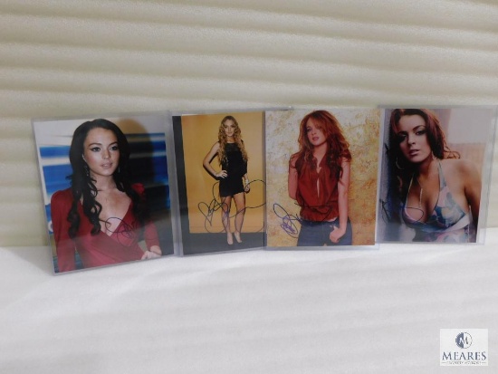 Lot of Four Autographed Pictures - Lindsay Lohan (x4)