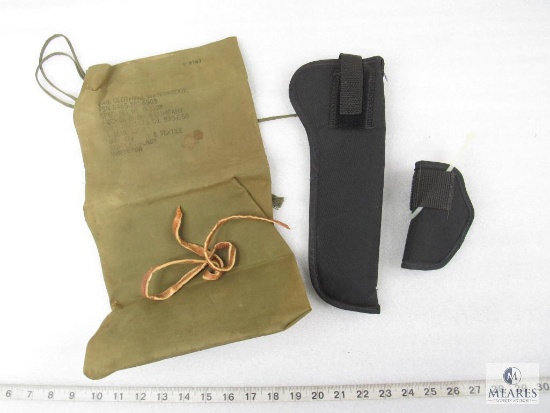 Two Nylon Holsters and a Military Waterproof Bag