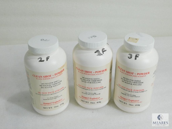 Three One Pound Containers of Clean Shot Black Powder Substitute