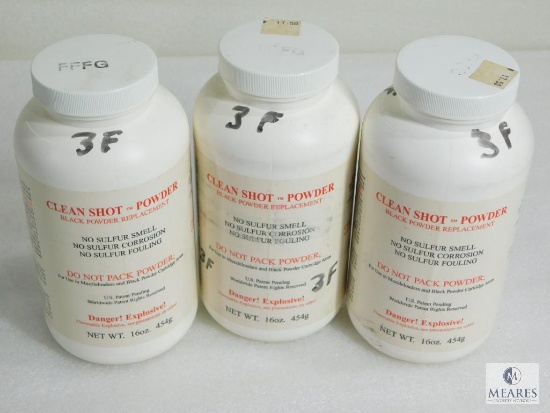Three One Pound Containers of Clean Shot Black Powder Substitute