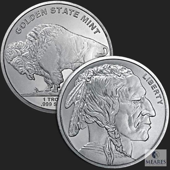 Two Buffalo Silver Rounds - Each 1 Troy Ounce, .999 Fine Silver