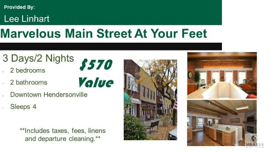 Downtown Hendersonville 2-night stay (excluding October)
